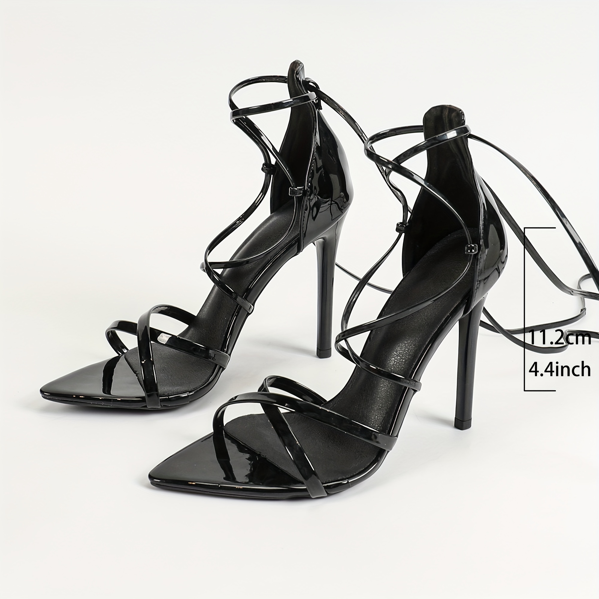 womens sexy black strappy high heels thin stiletto heel open