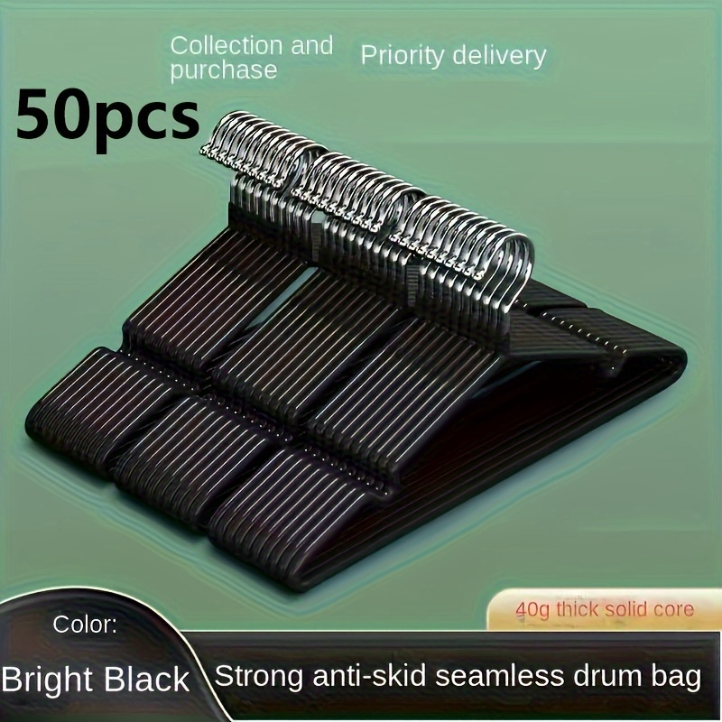 50 Heavy Duty Non-slip Metal Hangers, Space Clothes Organizer For Coats And Shirts, Sturdy Plastic Hangers With Seamless Drums For Home, Bedroom, Bathroom, Closet Storage