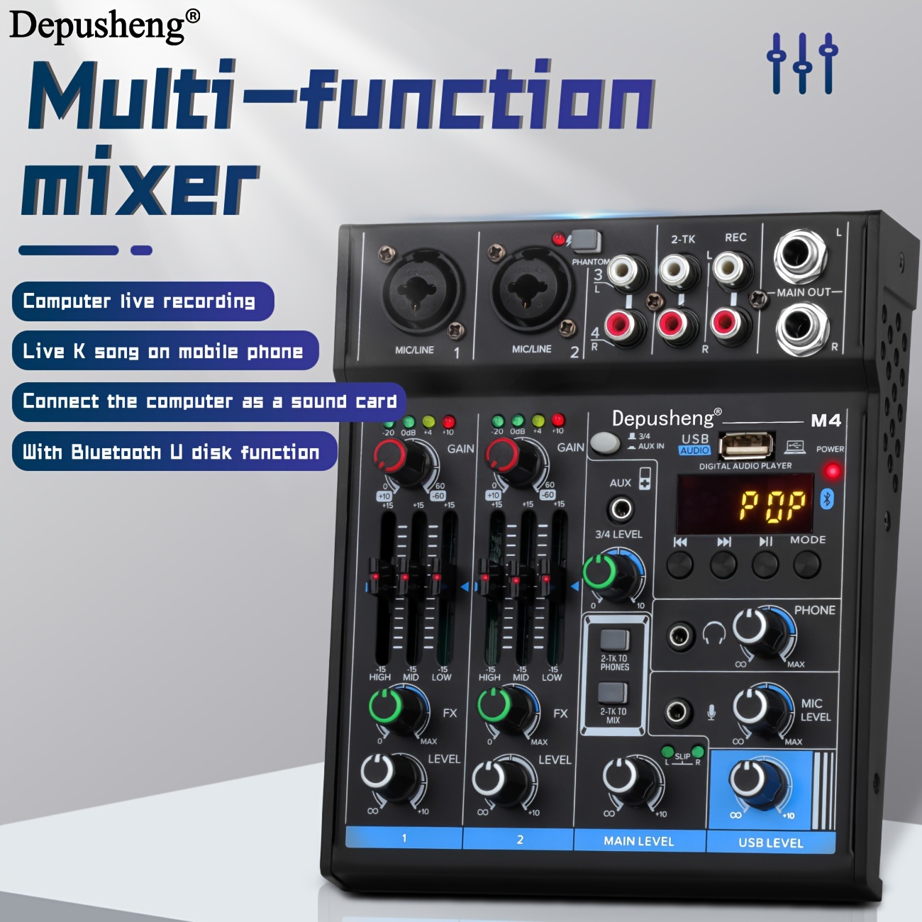 4 channel Mixing Console Personal Effects Bt Usb Computer - Temu