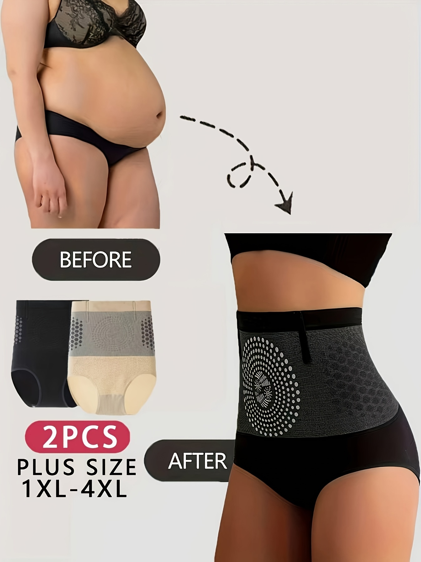 2 szt. plus size majtki wysoki stan z kontrolą brzucha dla kobiet, rozmiar s, modelujące bielizna podnosząca  