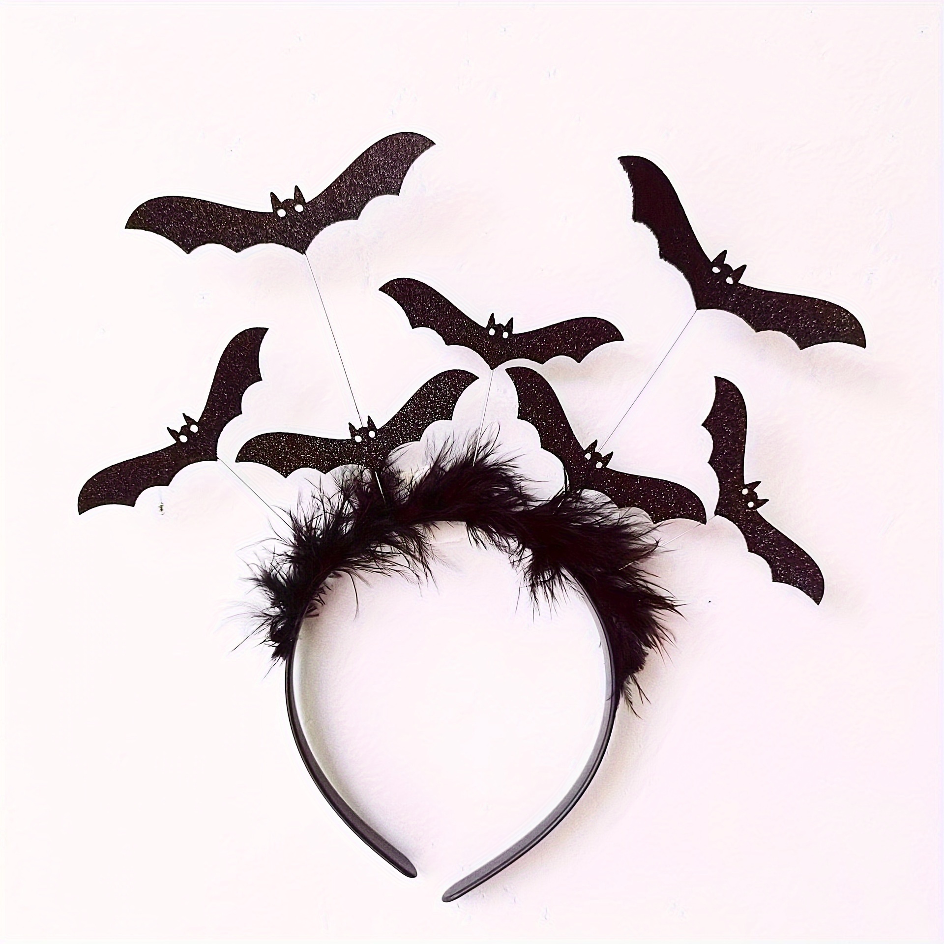 halloween bat headband feather accents festive party - Temu display picture 1