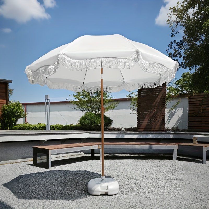 dixieline patio umbrellas 10ft 3 Tier Umbrella with Crank & Push Button Tilt, Champagne NETTING_COVER Enjoy more shade as Fabric:Cast Silver Hanover 9-ft Aluminum Red