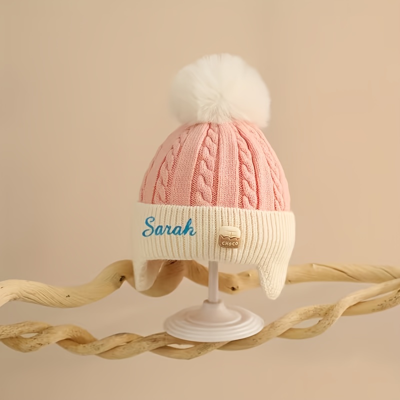 TEMU 1pc Personalized Custom Fashion Ear Warmer - Embroidered /letters/numbers, Double-layer Thickened Ear-protecting Hat, Elastic And Breathable,