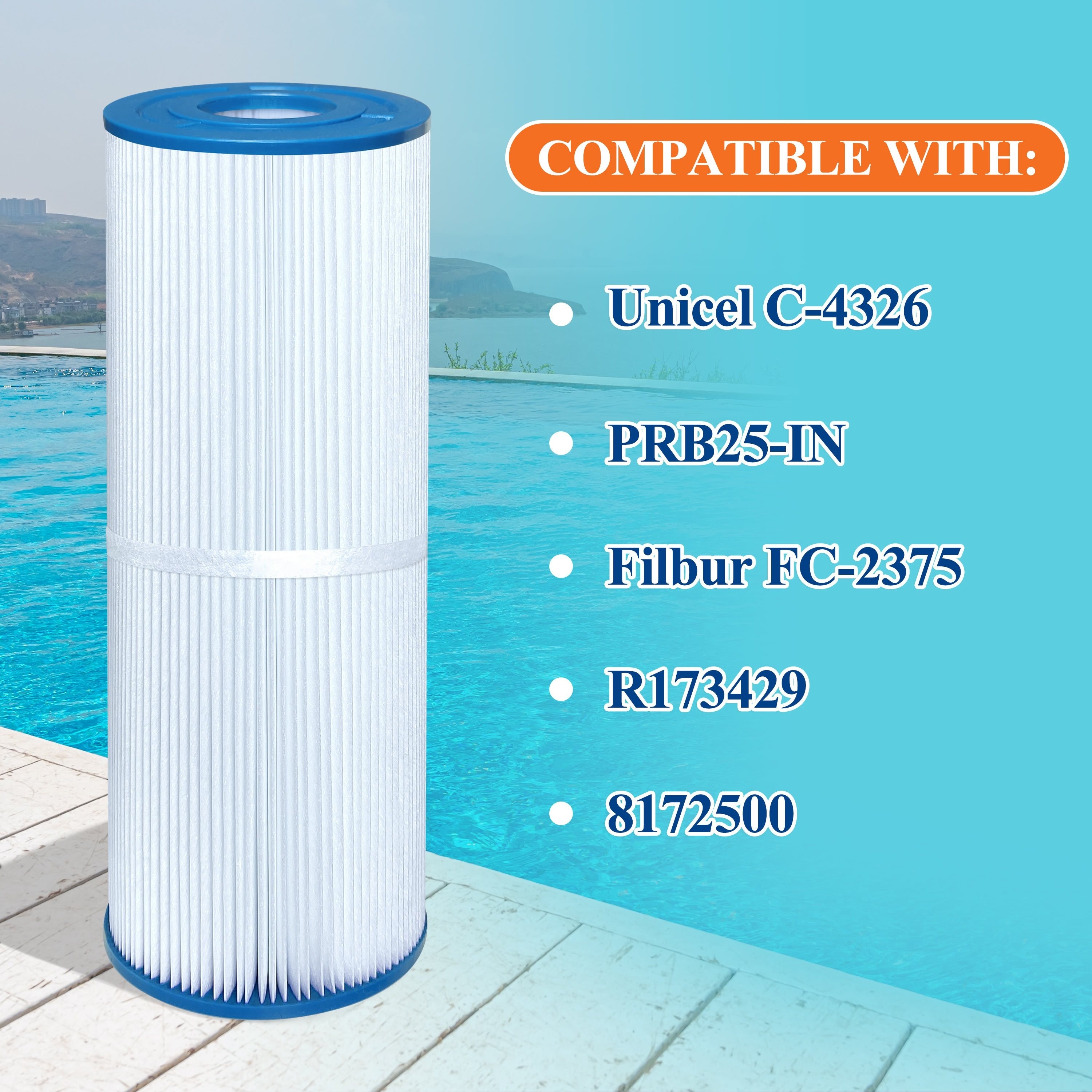 

2packs, Spa Filters Compatible With C-4326, Fc-2375, Prb25-in, 303909, M-4326, 8172500, R173429, 5x13 Embedded Hot Tub Filters