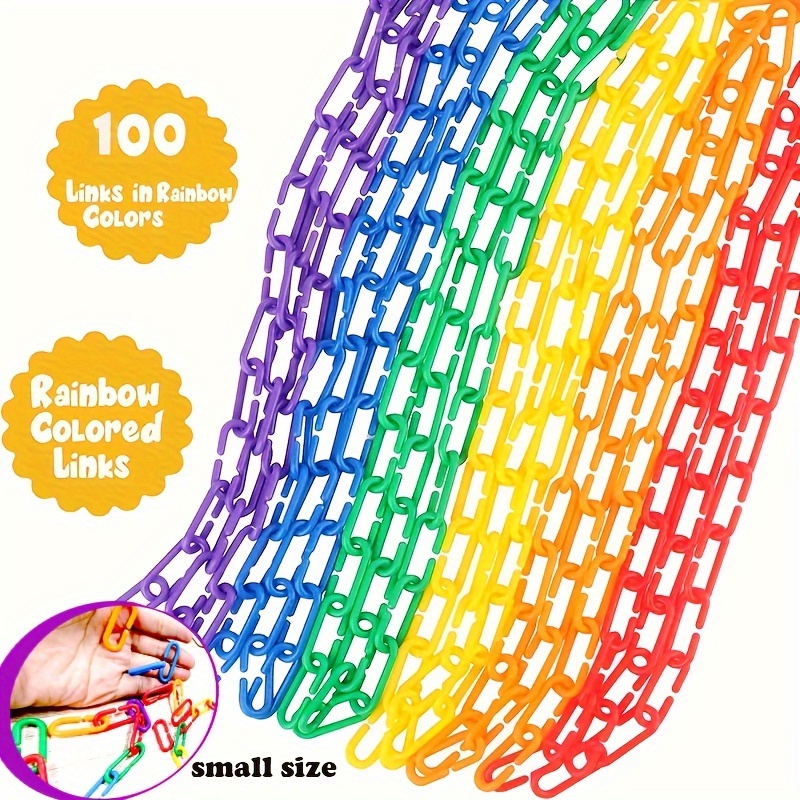 

100pcs C-shaped Clips Hooks Plastic Chain Links - Counting & Linking Activity Kit, Sensory Toys For Kids, Develops Kid's Fine Motor And Color Recognition & Sorting Skills, Christmas Gift
