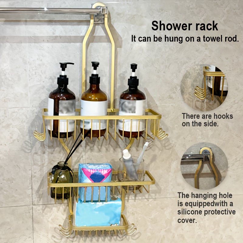 3 tier heavy duty aluminum shower organizer hooks no drill - Temu