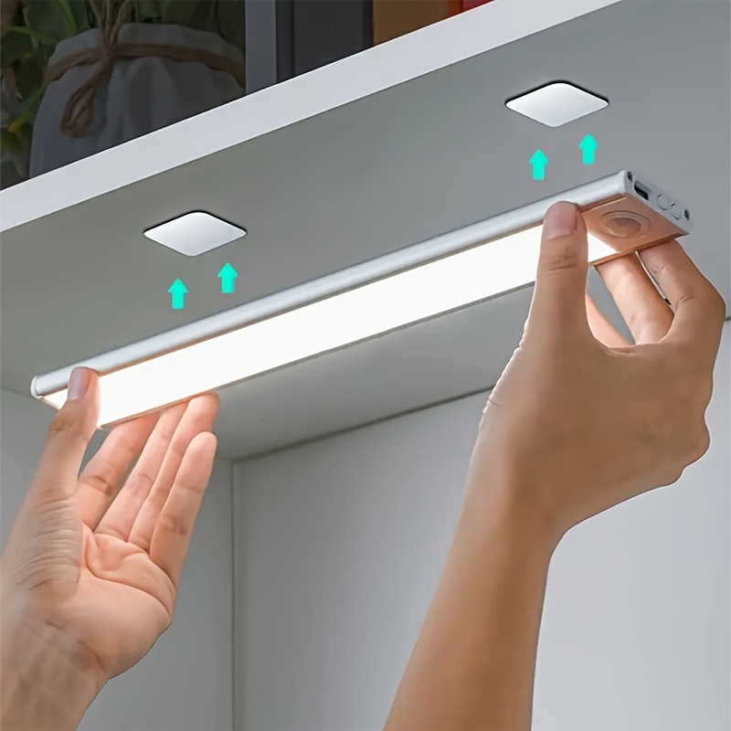 

1pc Smart Human Body Sensing Led Light, Ultra-thin, Magnetic, Usb Rechargeable, Ideal For Wardrobe, Closet, Cabinet, Stairs, Hallway Decor