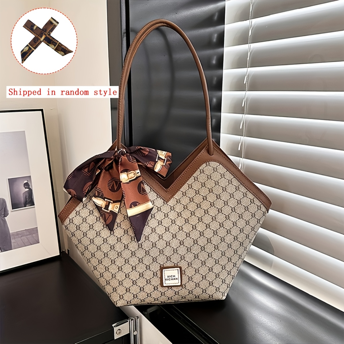 Image of Fashionable Large-capacity Tote Bag For Women, Oversized Single-shoulder Bag With Scarf (two Scarves )