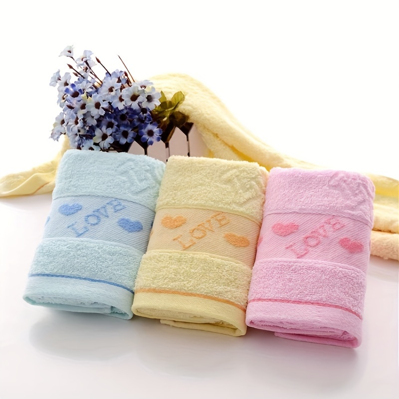 

3pcs Cotton Heart Towel Set, Absorbent & Quick-drying Face Towel, Super Soft & Skin-friendly Bathing Towel, For Home Bathroom, Ideal Bathroom Supplies, Gift For Lover