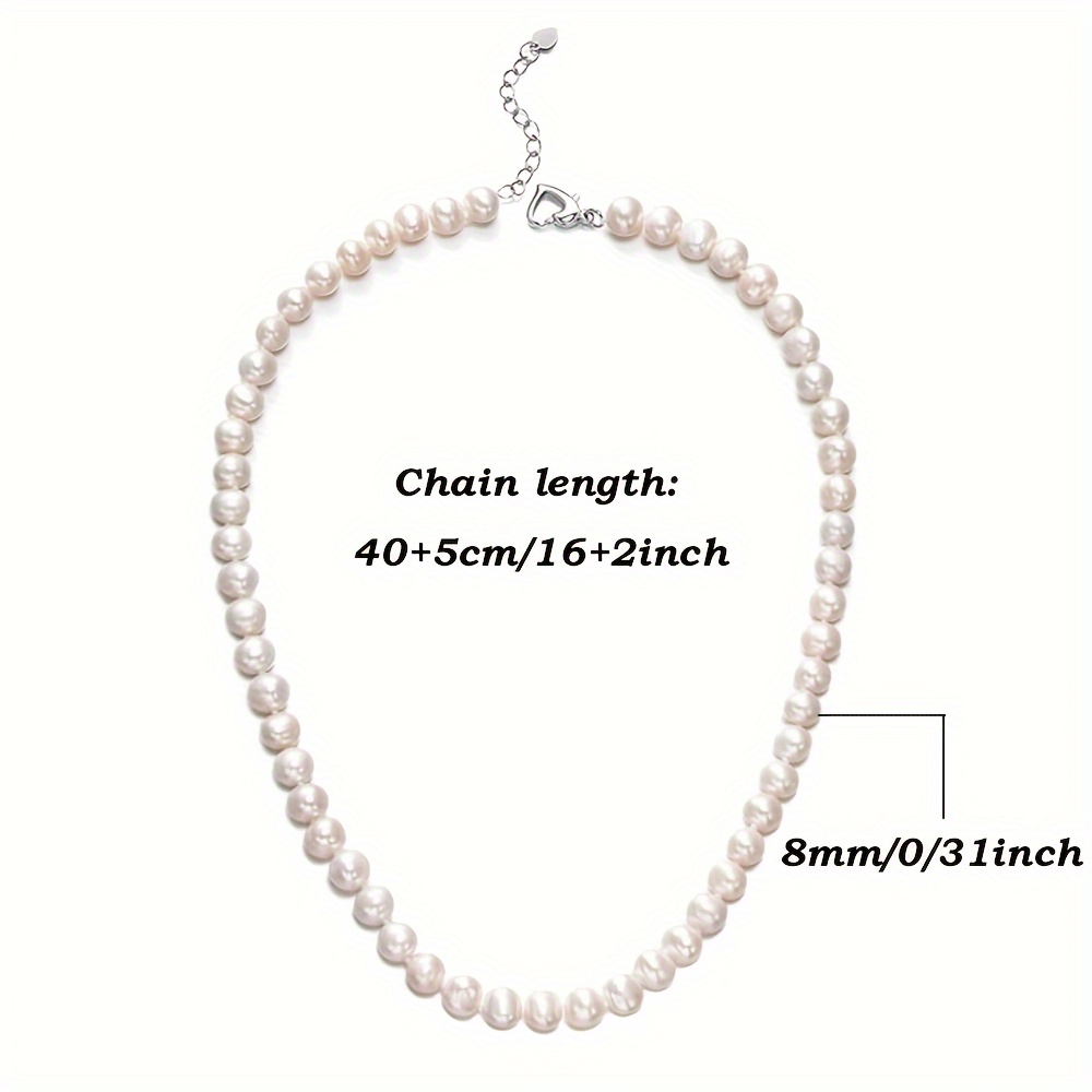 1pc 925 sterling silver pearl necklace with natural pearl perfect gift for girls details 4