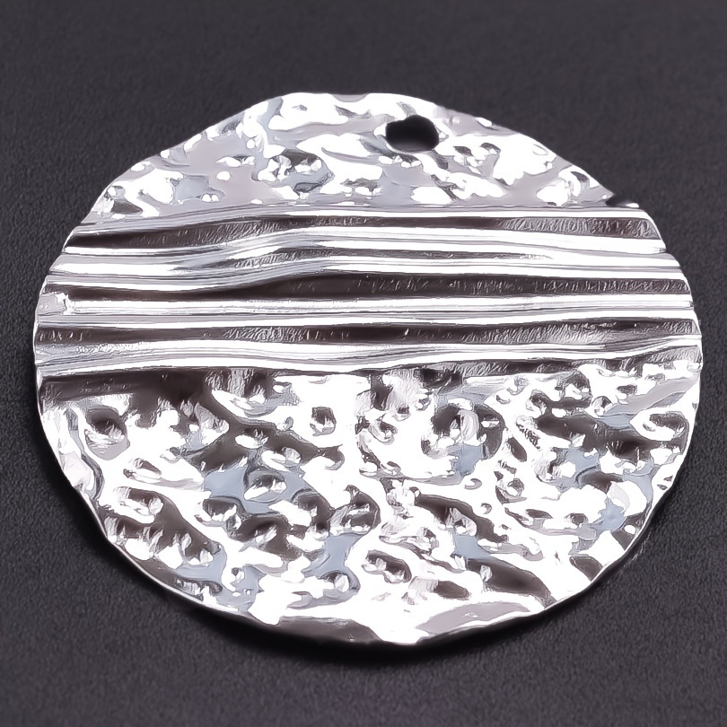 Image of 5 Hip-hop Fashion Trends Featuring Irregular Geometric Round Pendants Made Of 304 Stainless Steel In Golden And Silvery, Suitable For Jewelry Making For Necklaces And Bracelets