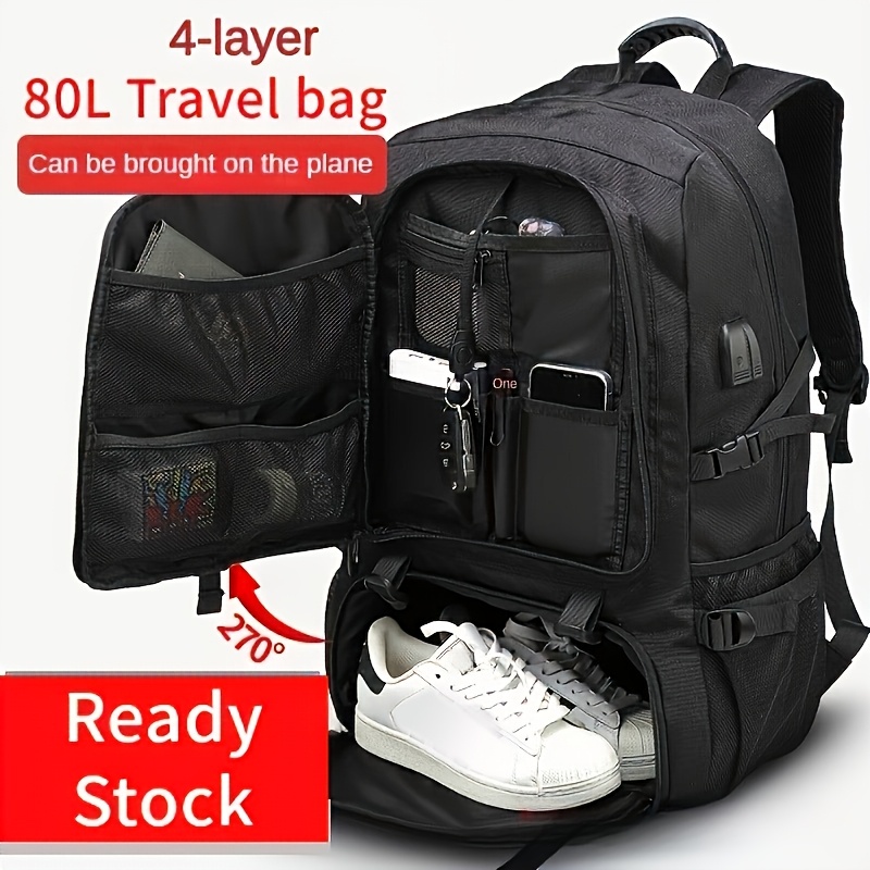 

50/80l Travel Backpack Sports Hiking With Shoe Compartment 15.6/17.3 Inch Laptop Backpack Weekender Short