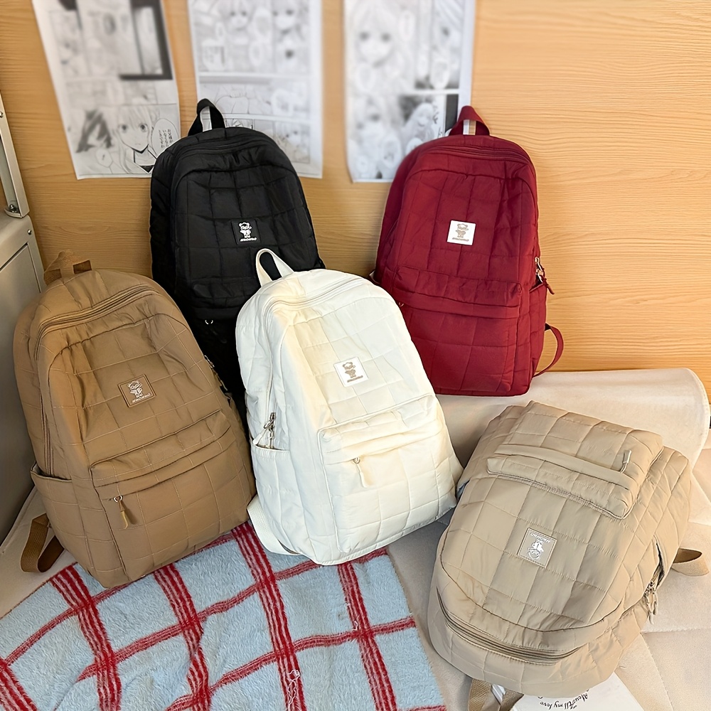Soft Quilted Puffer Backpack Lightweight Nylon Casual Shoulder Bag_voghion.com