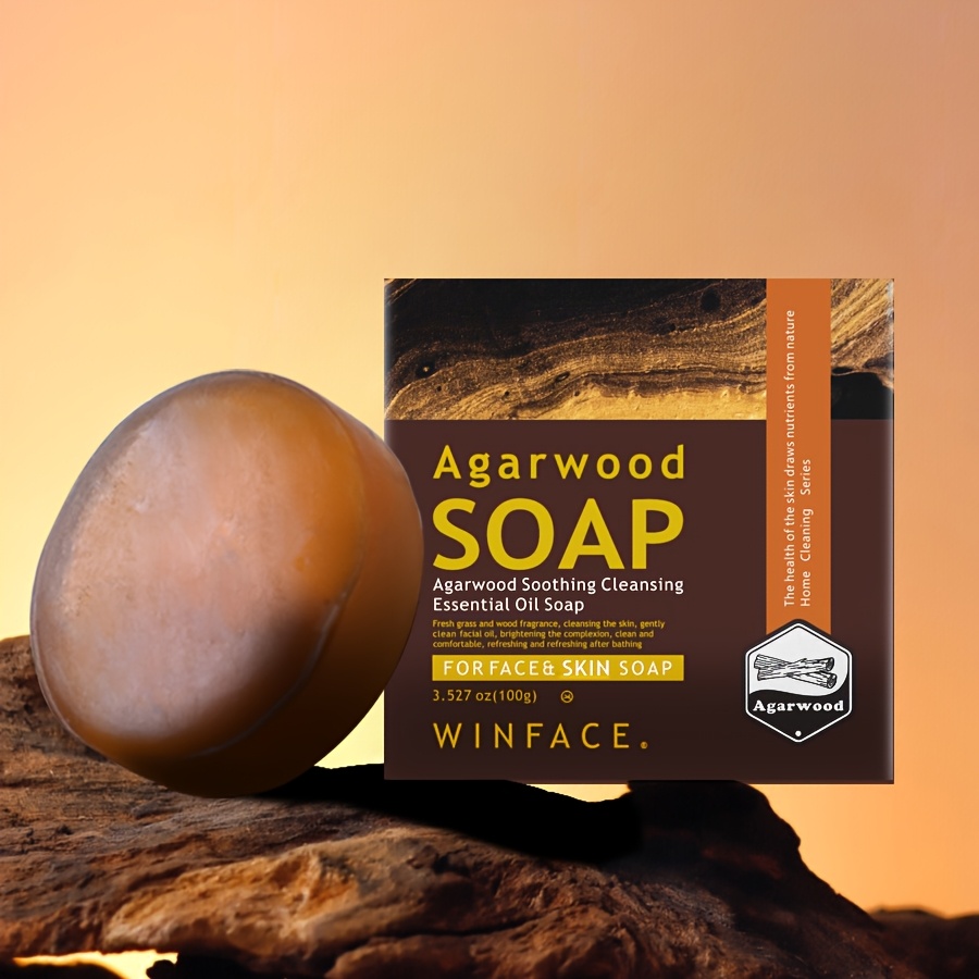Image of 3.52 Oz Agarwood Soap, Controlling Oil And Cleaning, , Essential Oil Soap - With Agarwood Oil And Sulfur Extract