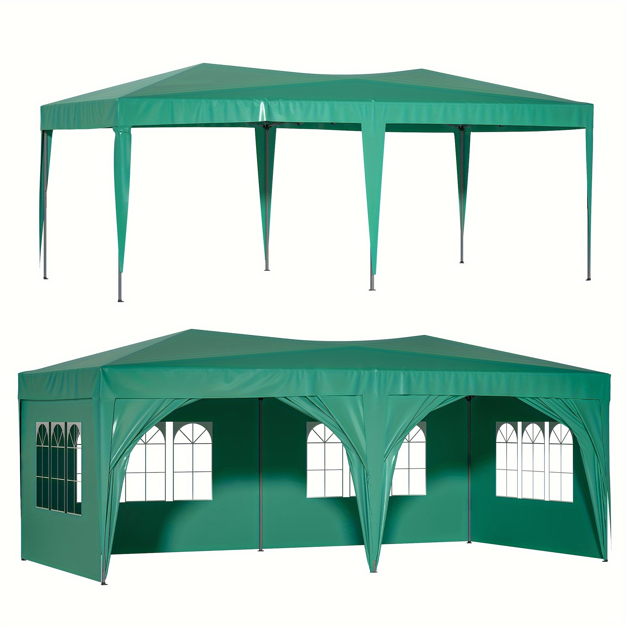 

10'x20' Ez Pop Up Canopy Outdoor Portable Party Folding Tent With 6 Removable Sidewalls + Carry Bag + 6pcs Weight Bag