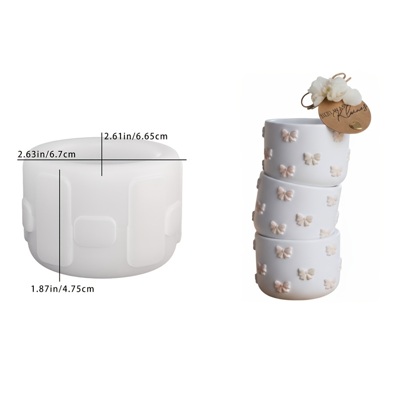 Image of Clay Mold Bow-shaped Cup Flower Basket Storage Box Gypsum Mold Home Table Atmosphere Decoration Festival Wedding Housewarming Gift Handicraft Silicone Mold