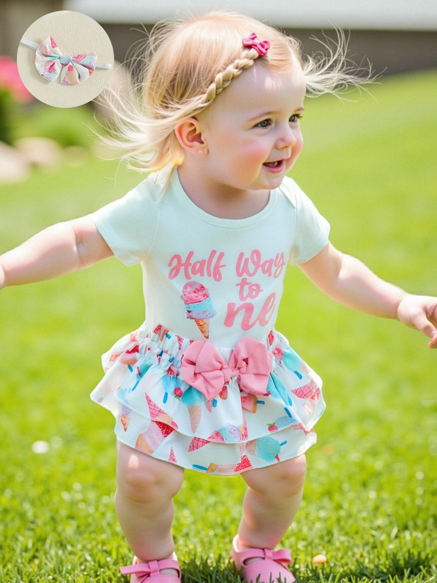 blue dress for baby girl Half Birthday Outfit - Coral Pink and Gold Glitter - embellished petti