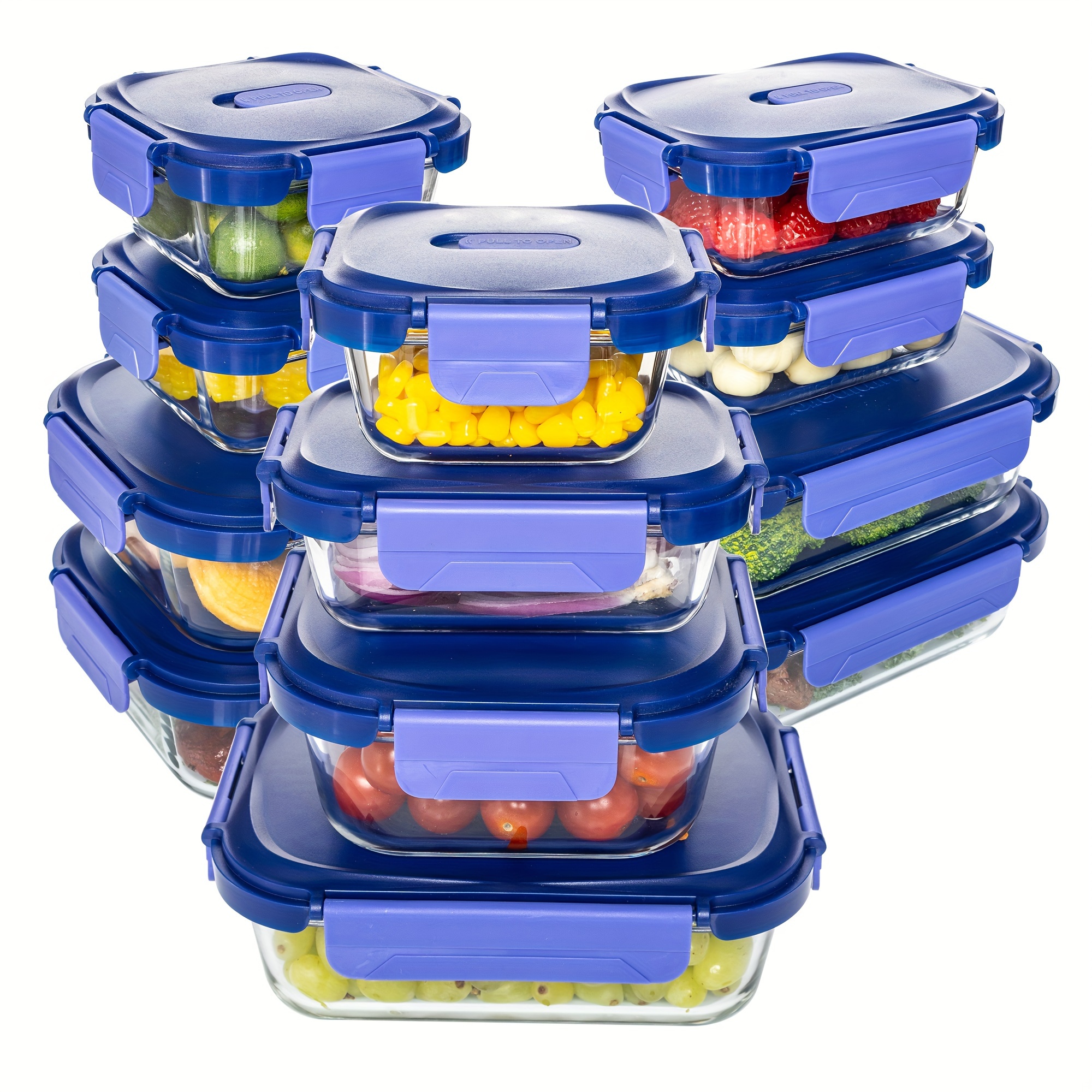 

24pcs Airtight Glass Food Storage Containers Set, Leak-proof, Bpa-free, Microwave, Oven, Freezer, Dishwasher Safe, - 12 Containers & 12 For Meal Prep And Lunch