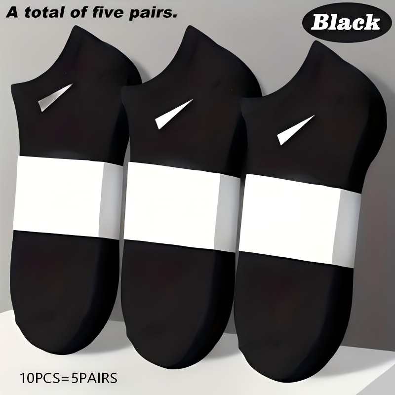 10pcs 5 pairs mens breathable socks fiber material lightweight and easy solid   black white gray durable   suitable for daily   versatile shoes fashionable style   soft fabric