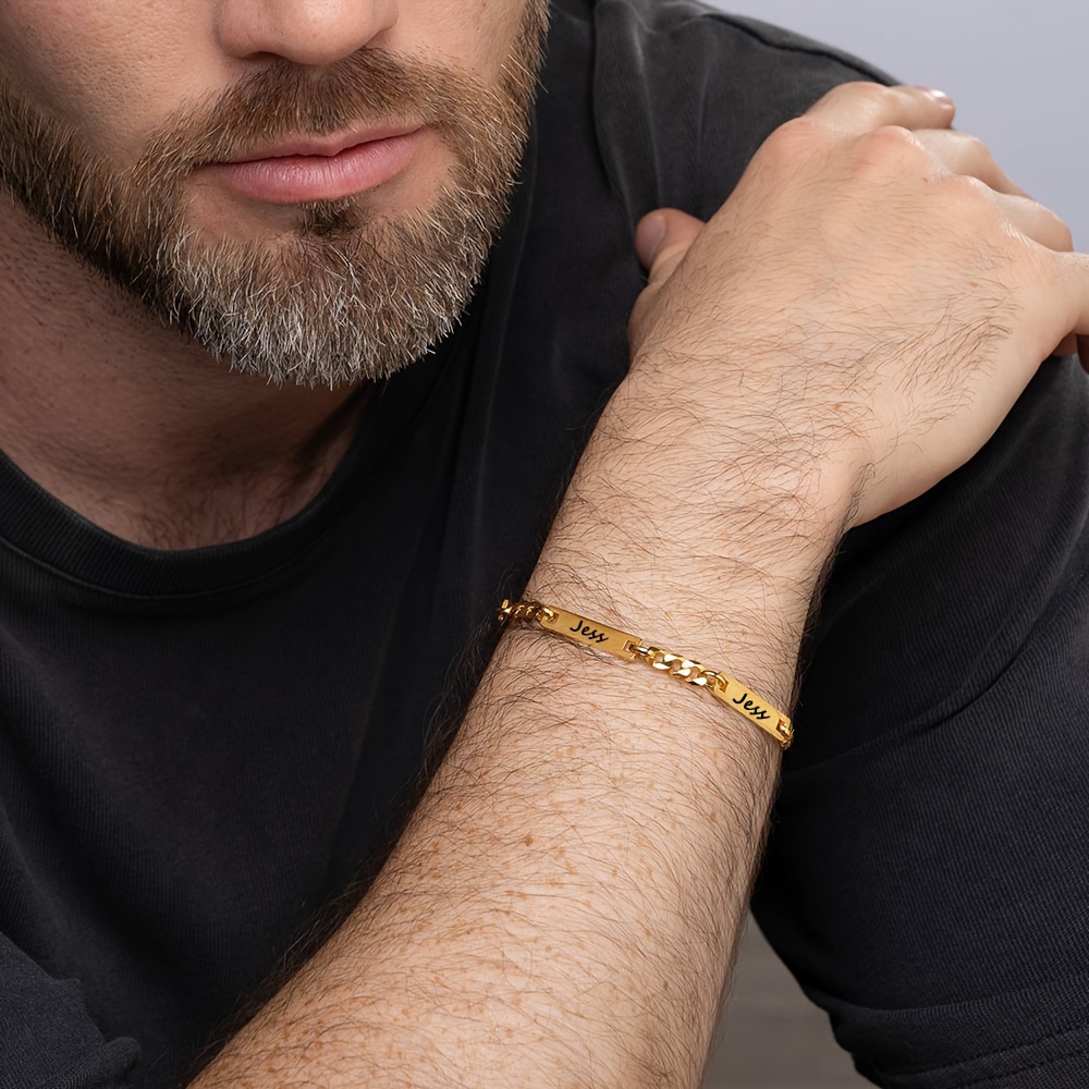 Custom 18K Gold Plated Stainless Steel Name Bracelet — Personalized Gift
