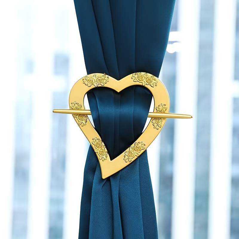 TEMU 2pcs Of Vintage Curtain Hooks - Elegantly Decorated Plastic Curtain Hooks For Home, Office, Living Room, Bedroom