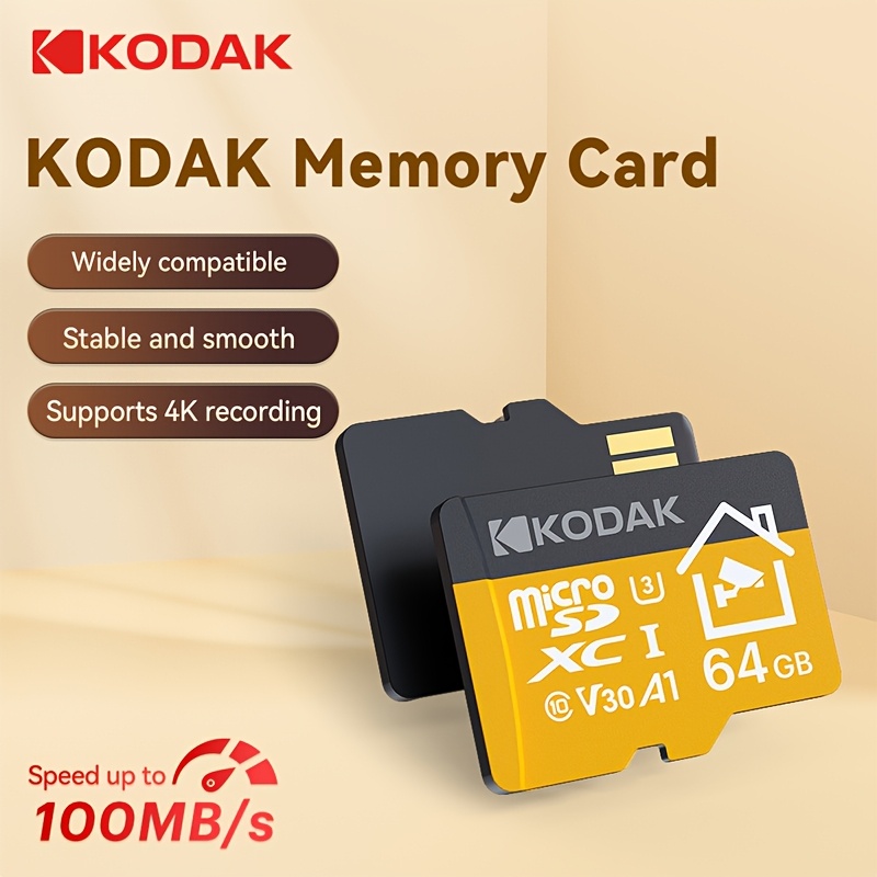 TEMU carte Kodak 32 Go 64 Go 128 SD pour caméra de sécurité, dashcam, smartphones, carte TF, carte Micro SD
