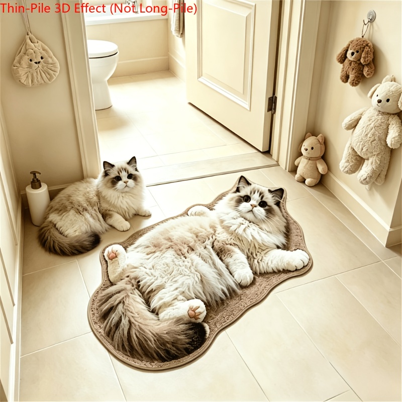 TEMU Imitations-Kashmir 900G+9mm [2D Flat] Dünnes Samt 3D-Effekt, Nicht-Lang-Samt. Simulierter Niedlicher Haustier-Stil Liegender Ragdoll Katzen