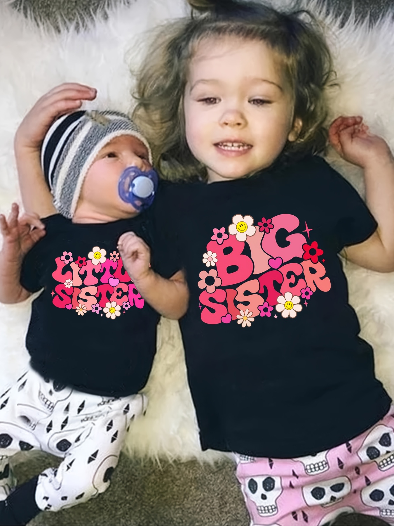 single item sold separately parent child set family set sibling set dx6061 pf3864 summer girls romper and t shirt little sister big sister   print   outdoor black t shirt 0