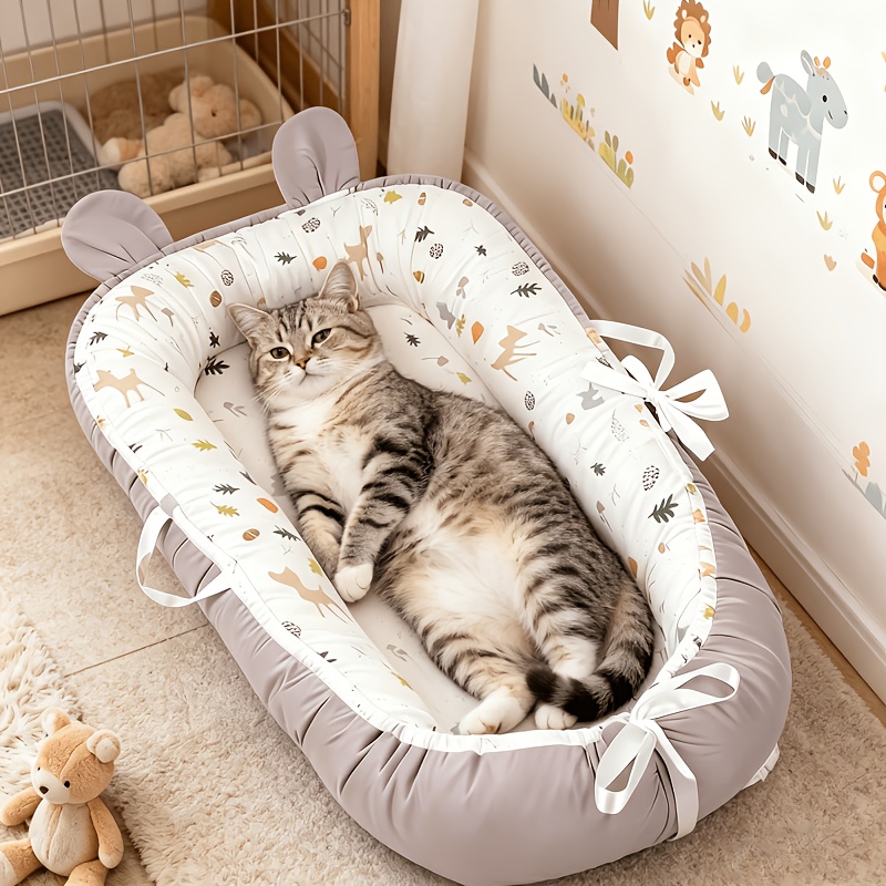 Bseckoo Us Summer Breathable Cat Bed, Removable And Washable Pet Mat With Anti-fade Design, Cat Sleeping Pad, Cute Rabbit-ear Cat Sofa, Compact Cat Bed With Multiple Patterns