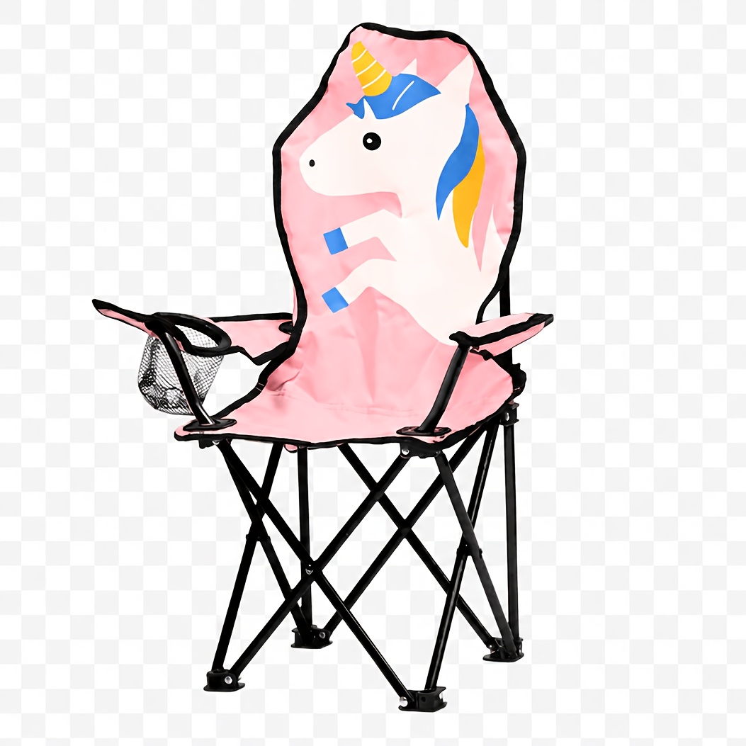 Cute Pink Unicorn Folding Beach Chair, Portable Recliner For Pool, Camping & Travel, Lightweight & Sturdy