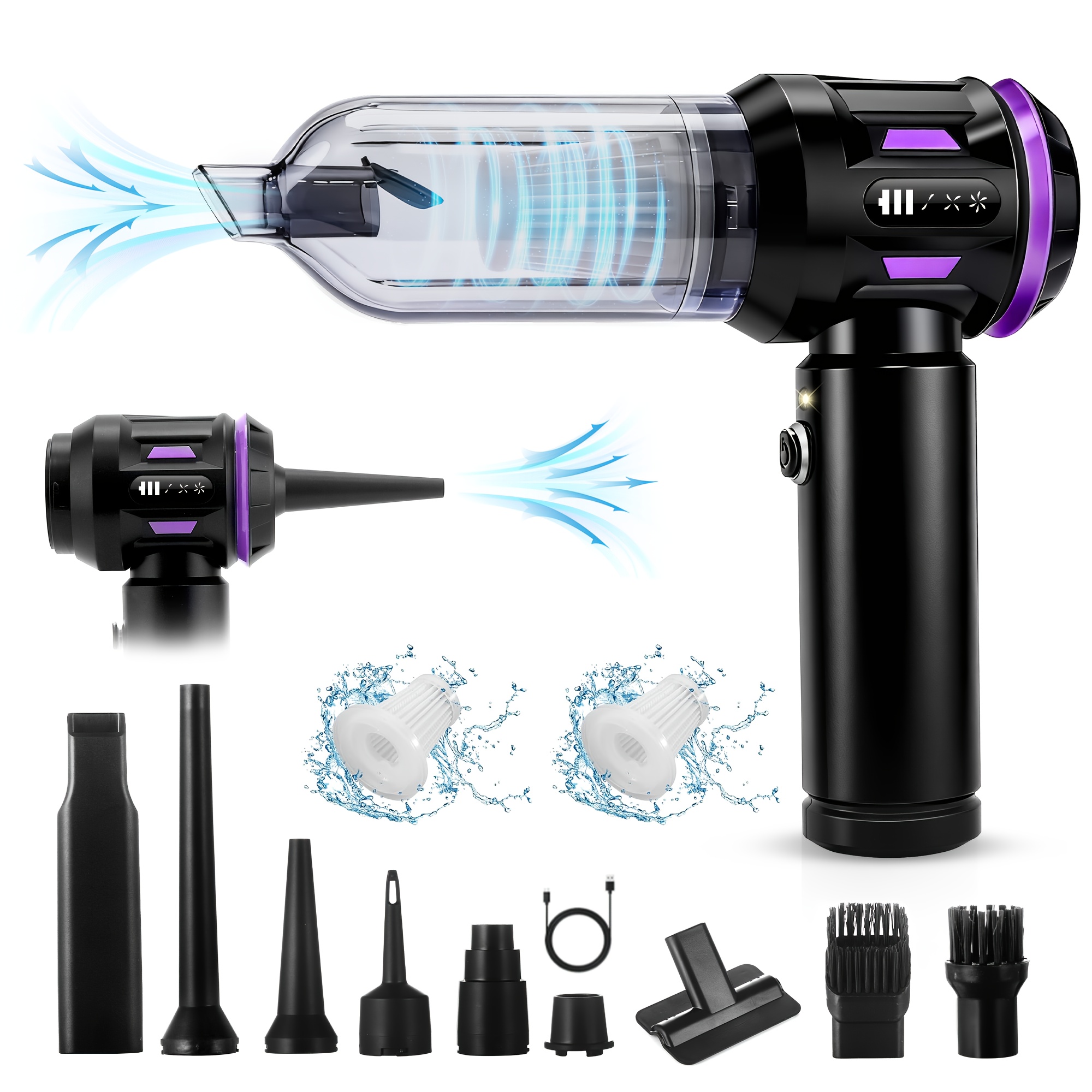 E-shop Tragbarer kabelloser Staubsauger, Mini-Staubsauger mit hoher Leistung, multifunktional, geeignet für Autos, Wohnungen, Büros, Camping und die
