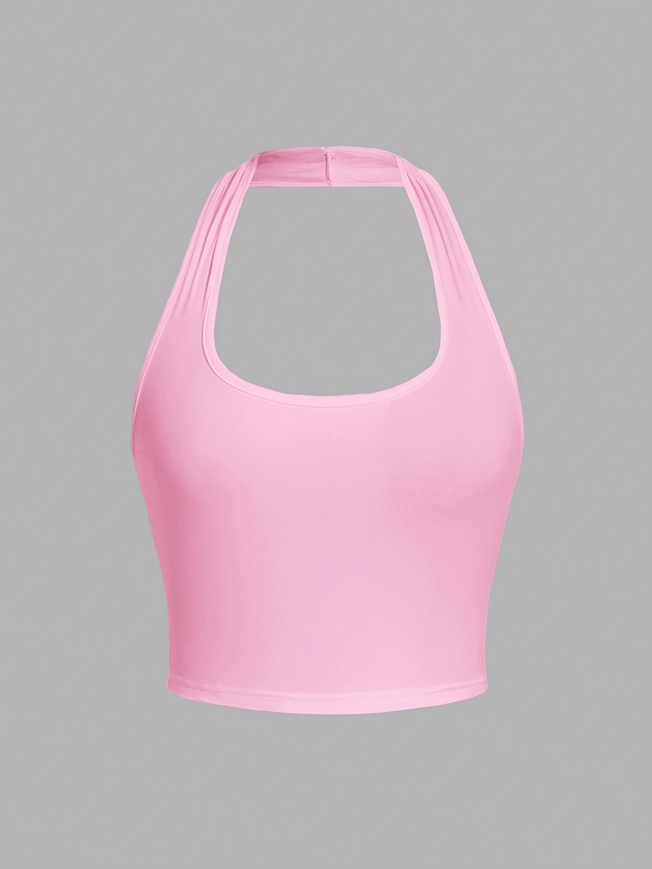 Women'S Casual Halter Neck Tank Top - Bright Pink, Sleeveless, Stretchy Polyester Blend, Regular Fit, Summer Essential for Casual Attire, Casual Wear | Halter Neckline | Smooth Texture