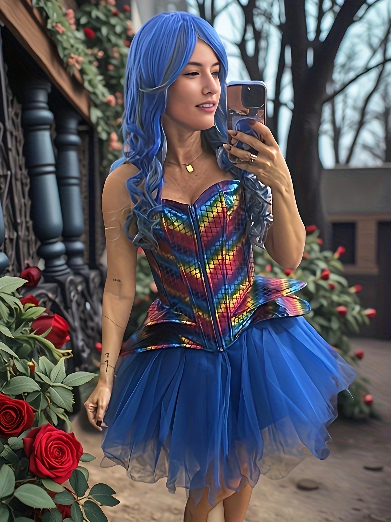 fish   printed pu body suit tutu tulle skirt halloween cosplay theme set stage performance party set autumn and winter style 0