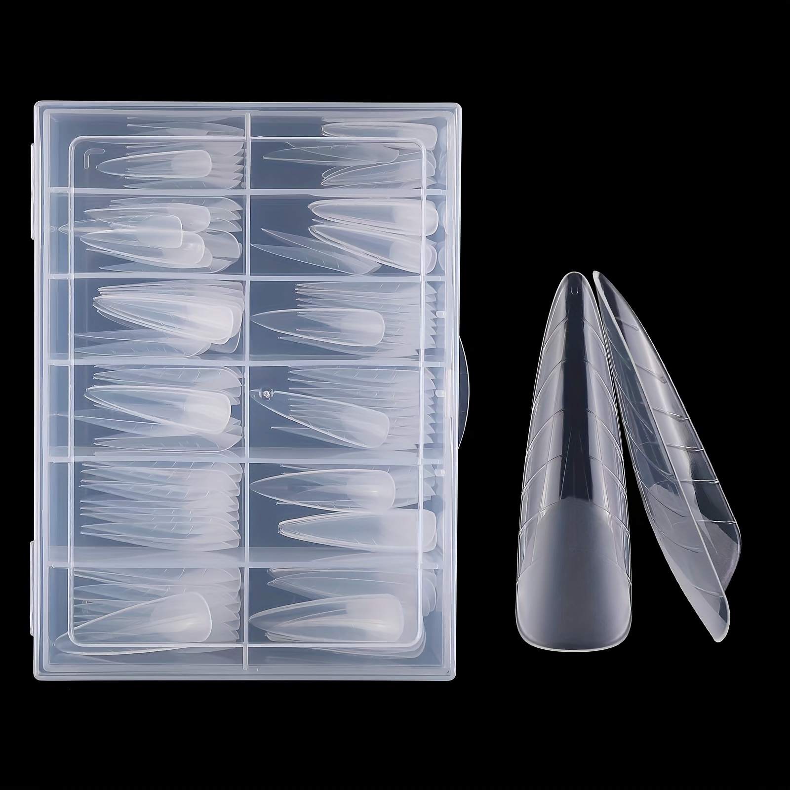 

120pcs Clear Acrylic Nail Tips Set, Full Cover Fake Nails, Reusable Quick Extension Gel Nail Forms, Paperless Mold Trays For Nail Art Salon And Home Diy
