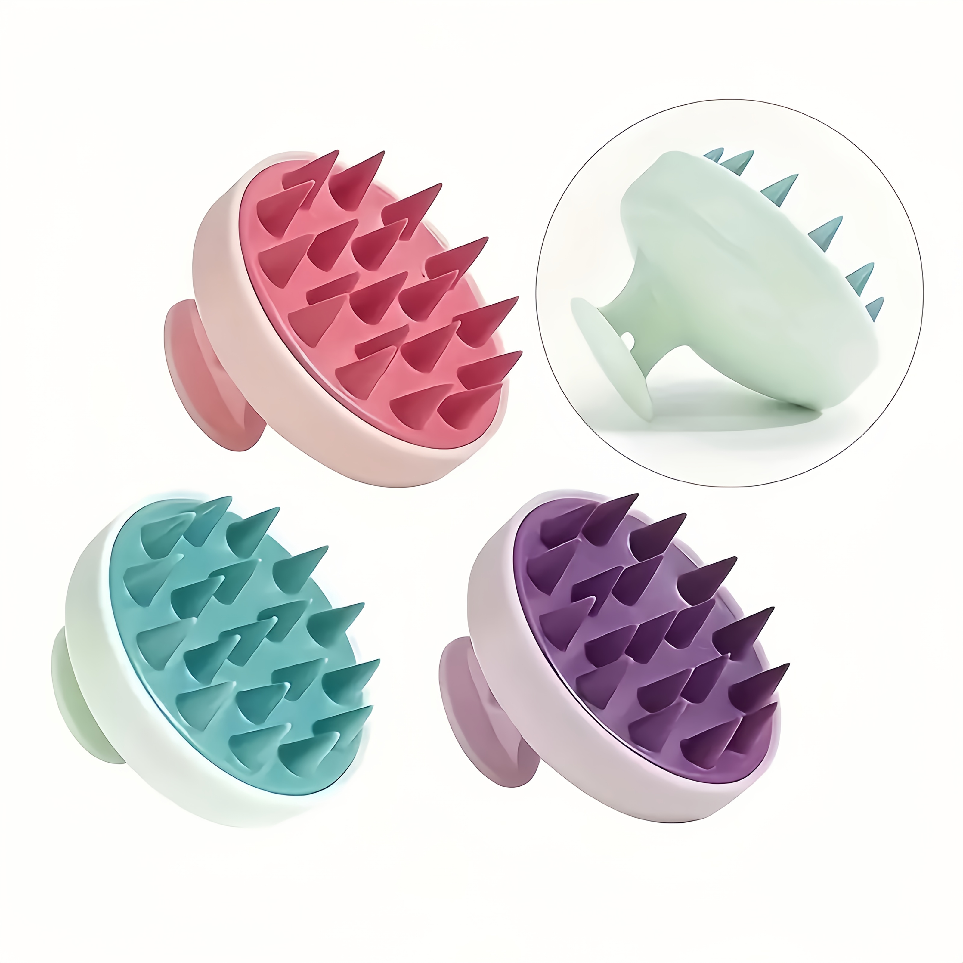 Masajeador Manual de Silicona para la Cabeza y Cepillo de Champú - Masajeador para el Cuero Cabelludo y Cuerpo con Peine de Ducha, Exfoliante Suave para la Eliminación de Células Muertas, Accesorio de Baño Higiénico Adecuado para Duchas/Baños, Dispositivo Duradero para el Cuidado del Cuero Cabelludo