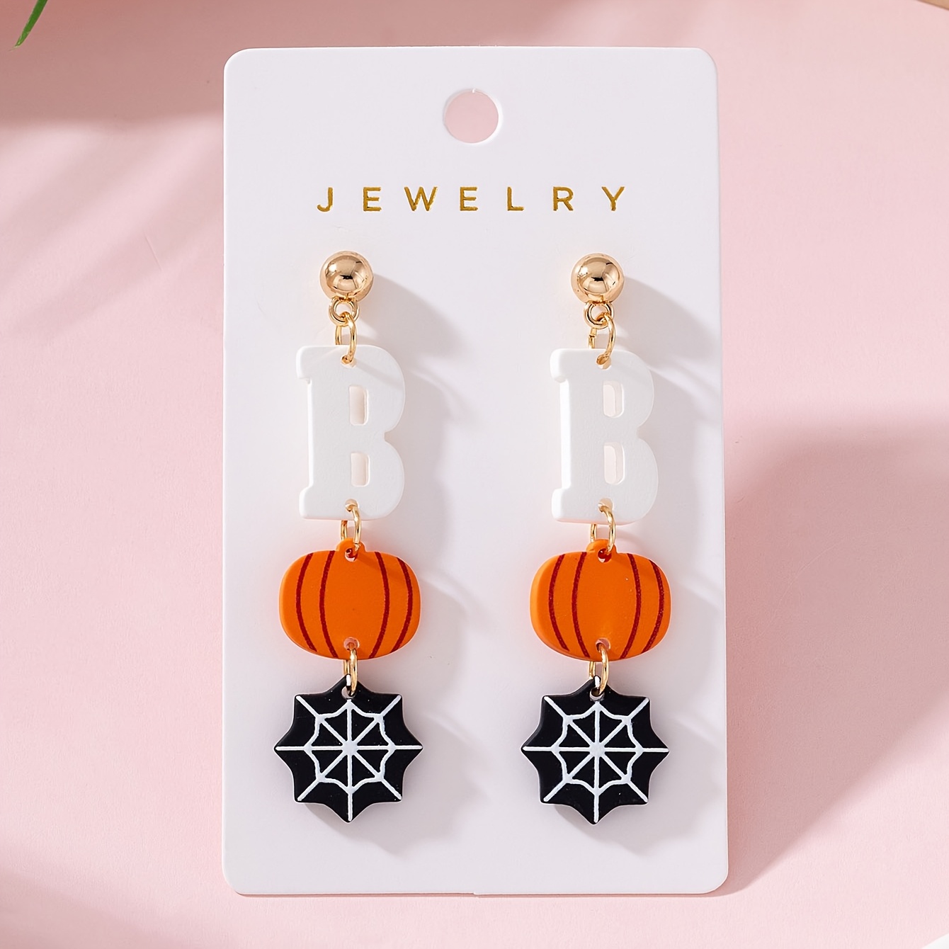 TEMU 1 Pair Women's Gothic Spiderweb & Boo Painted Earrings - Non-metallic Suitable For Halloween Jewelry, -free Pumpkin Web For Costume Parties,
