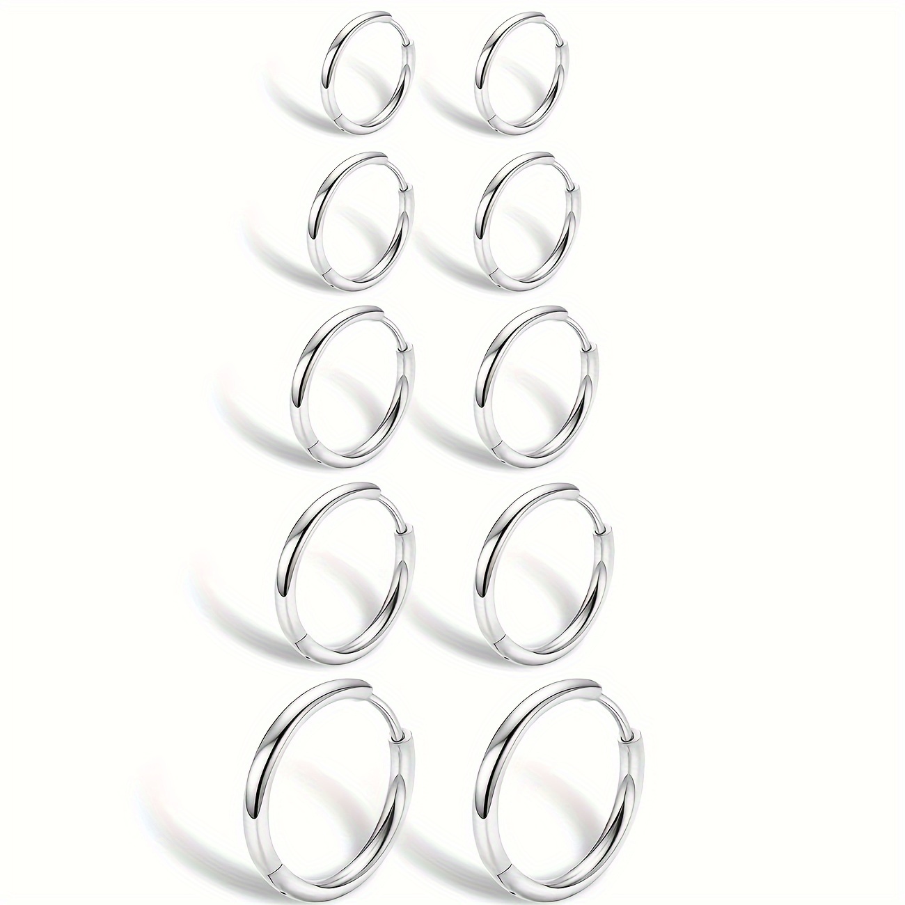 TEMU Small Hoop Earrings Lightweight: Hinged Hoop Earrings For Earrings In Plated For Women Men Girls (set Of 1-5 Pairs)