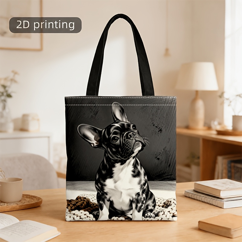 TEMU Crossbody And Handbag Suitable For Men And Women, Realistic Black And White French Bulldog Print, Style Unisex Crossbody Tote Bag For Daily ,