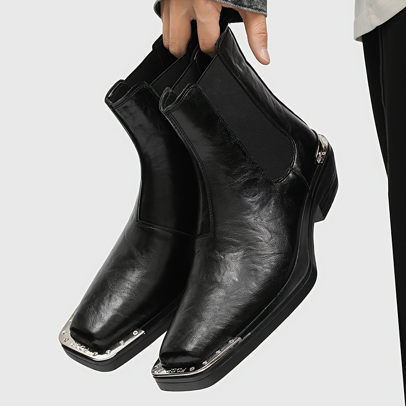 item picture mens new style iron toe high heel chelsea boots with square toe trendy casual boots