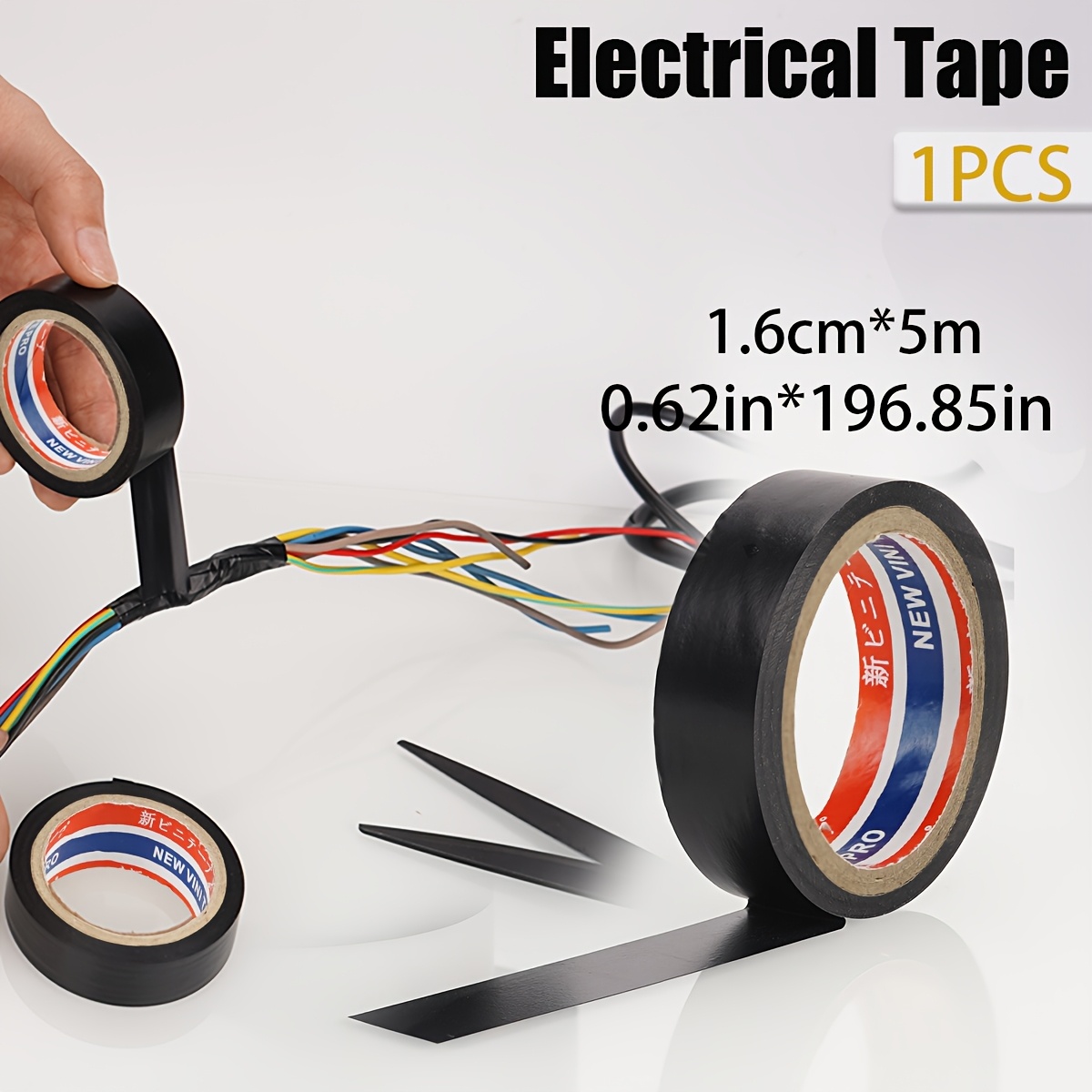 1 Roll Of Flame-retardant Electrical Tape - Waterproof, Heat & Weather Resistant Black Pvc Insulation Tape For Electricians, 0.62in X 196.85in/393.7in, Ideal For Plumbing & Electrical Work