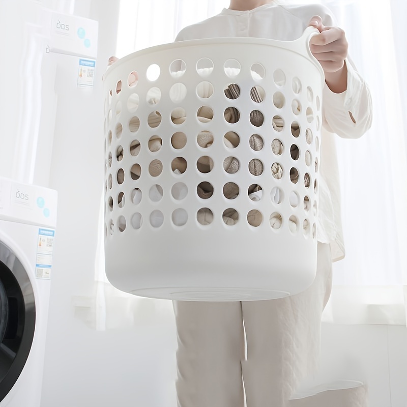 

1pc Laundry Basket, Household Bathroom Bathroom Breathable Hollowed Out Clothes Laundry Basket, Storage Basket Ins Wind