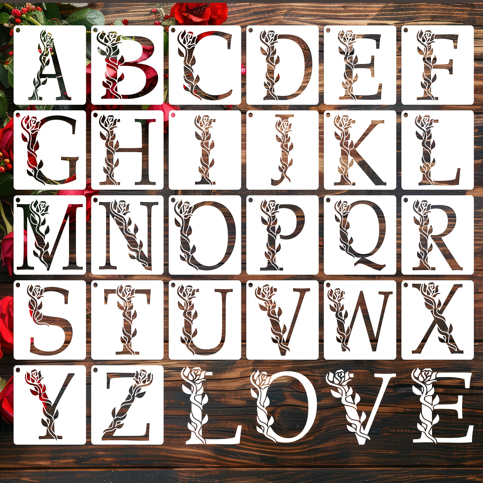 

26pcs Alphabet Stencil Set, 3.9" Reusable Plastic Templates For , Fabric & Wood Sign Crafting, Crafting