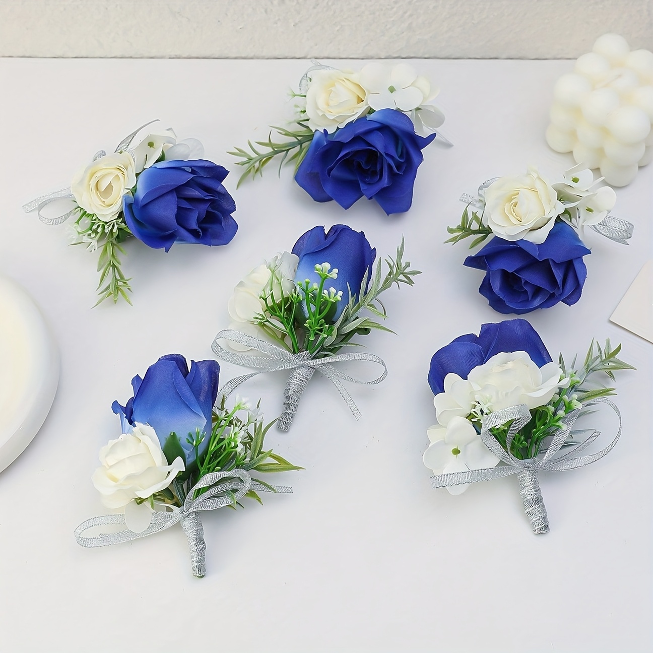 TEMU 6pcs Premium Rose Flowers With Faux Plants, Style Aesthetic Corsage Suitable For , Bridesmaids, Best, , Wedding, Engagement Decor, Event Party,