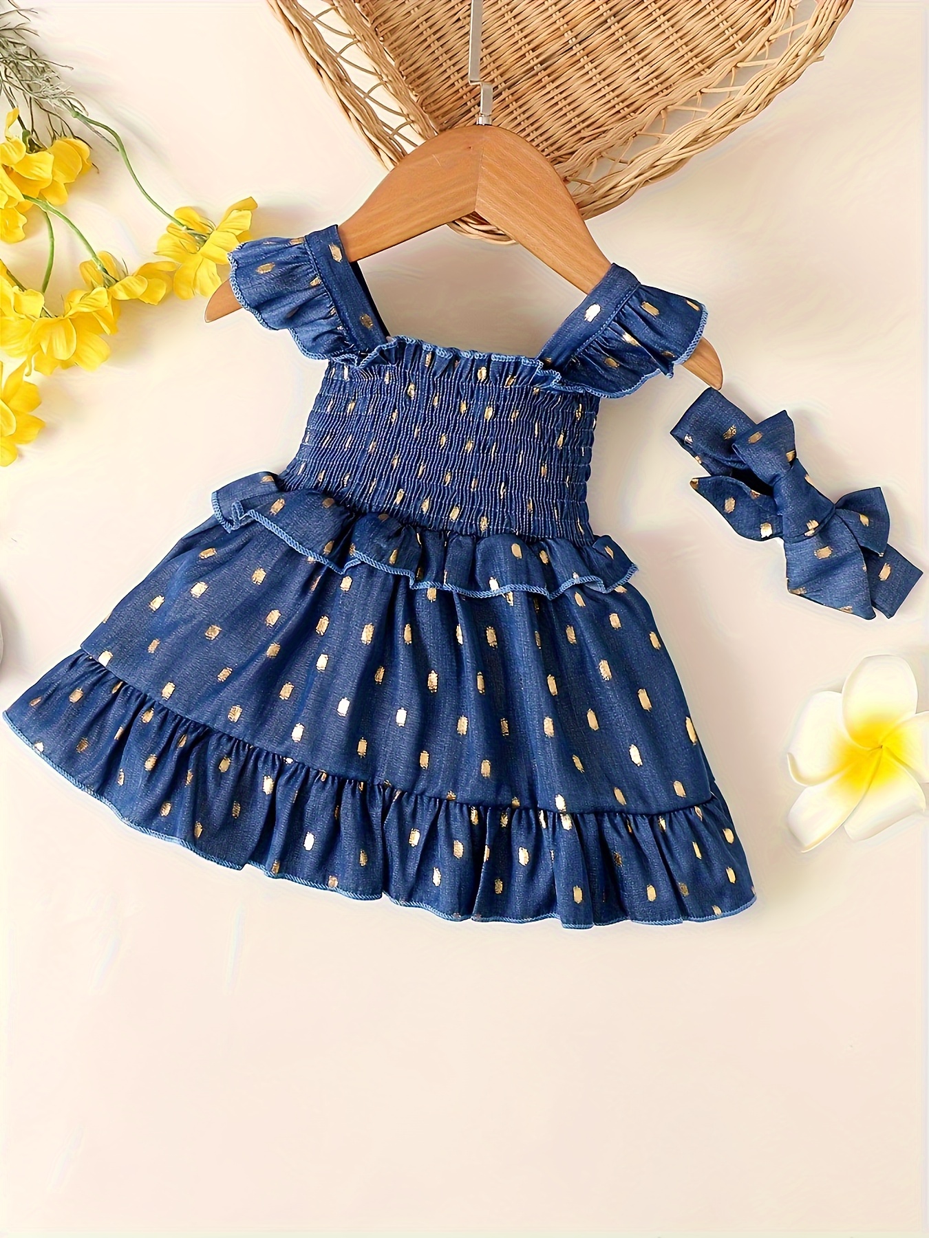 2-piece Baby / Toddler Girl Dots Bowknot Dress and Hat Set