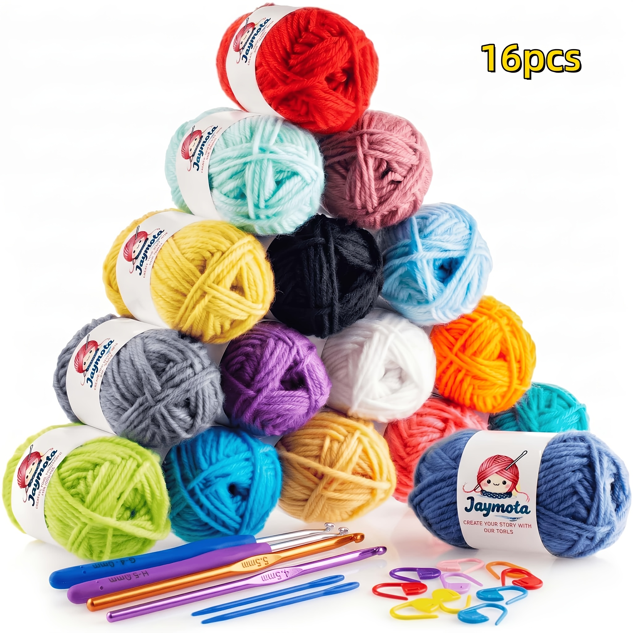 TEMU 16/30/60pcs Soft Acrylic Yarn Skeins Set (25g/) With Transparent Storage Bags, Assorted Rainbow Crochet & Knitting Yarn Bulk Starter Kit For