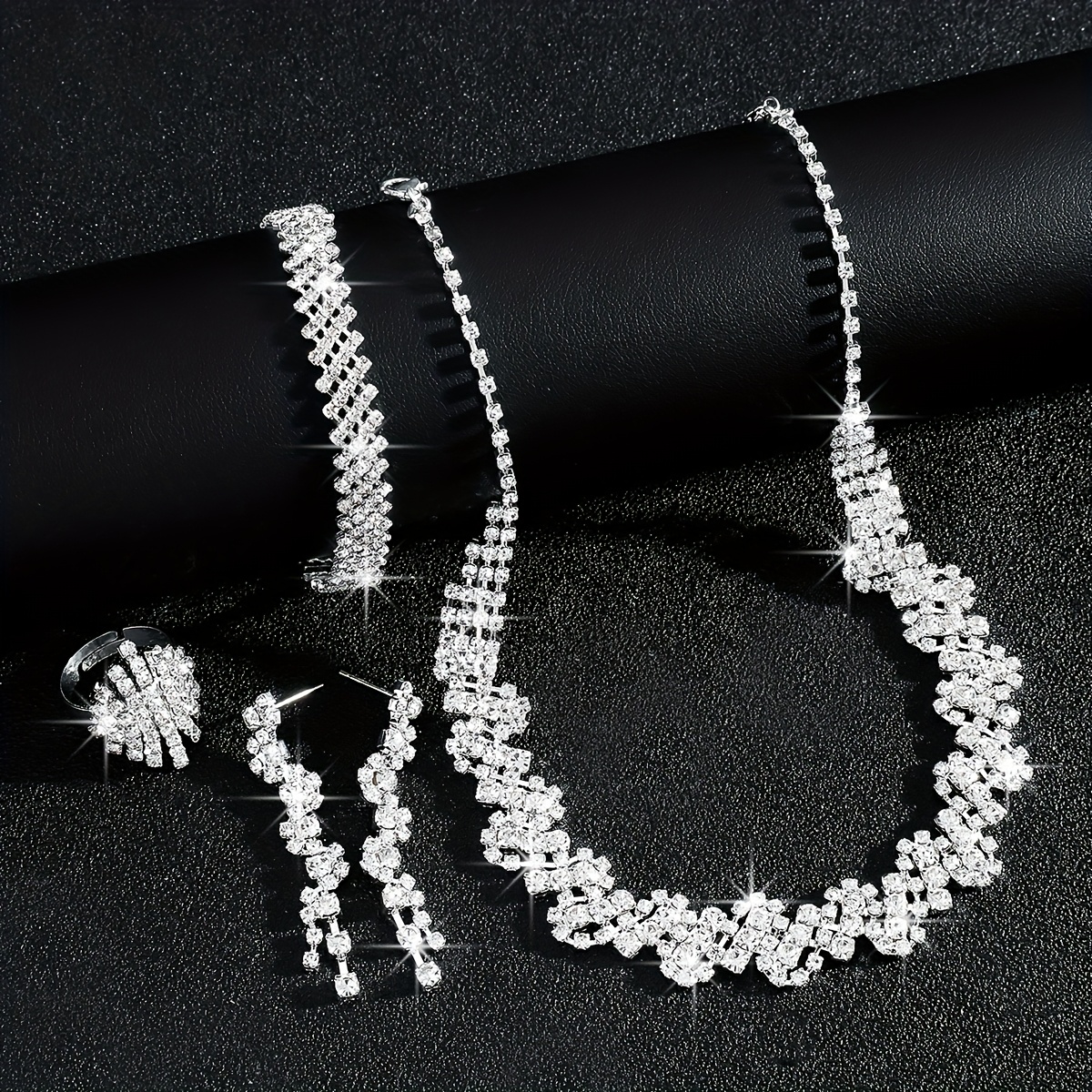 Set Gioielli 3 Pezzi – Collana, Orecchini E Bracciale Con Perle E Strass, Elegante Per Matrimonio E Serate - 5