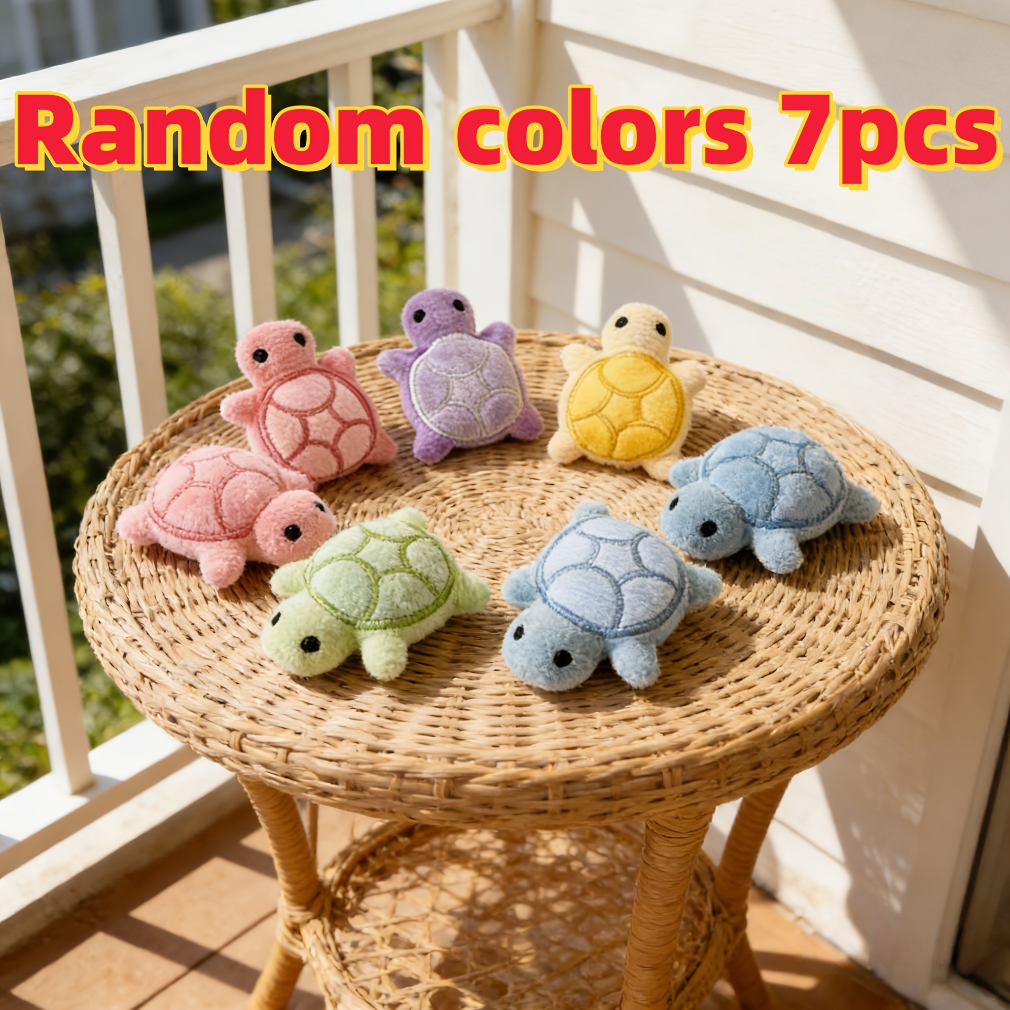 TEMU 7 Random Colored Mini Turtle Plush Toys, Suitable For Dogs And Cats Of All Sizes, Grinding Toys That Can Small Dogs And Cats, Soft And Bite