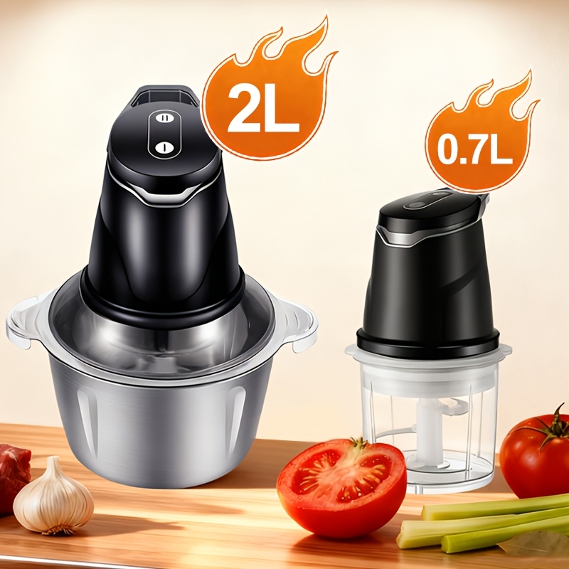 TEMU Electric Food Processor, Meat Grinder, Vegetable Chopper, Grain Blender. Mince Meat/ Vegetables/ Juice. , With 1 Large And 1 Small Capacity Bowl