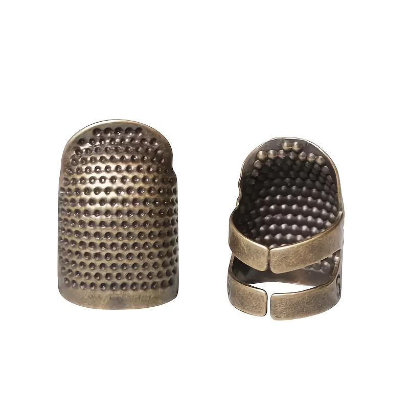 2pcs Vintage European Adjustable Thimbles, Non-slip Finger Protectors For Hand Sewing & Cross Stitch, Dark Teal, Thimbles For Fingers Sewing, Top Needle, Ring