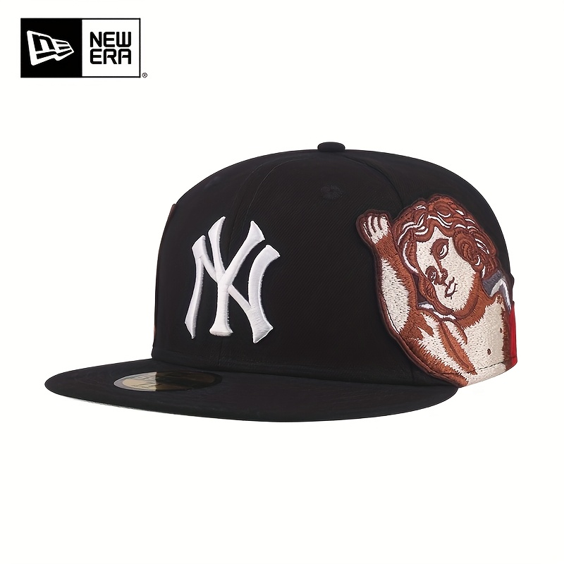 Special Brand Please Look at the Horizontal Drift Black Hard Top  Flat Brim Cap with Side Decoration, NY Embroidery Trendy Unisex Couple  Cap,